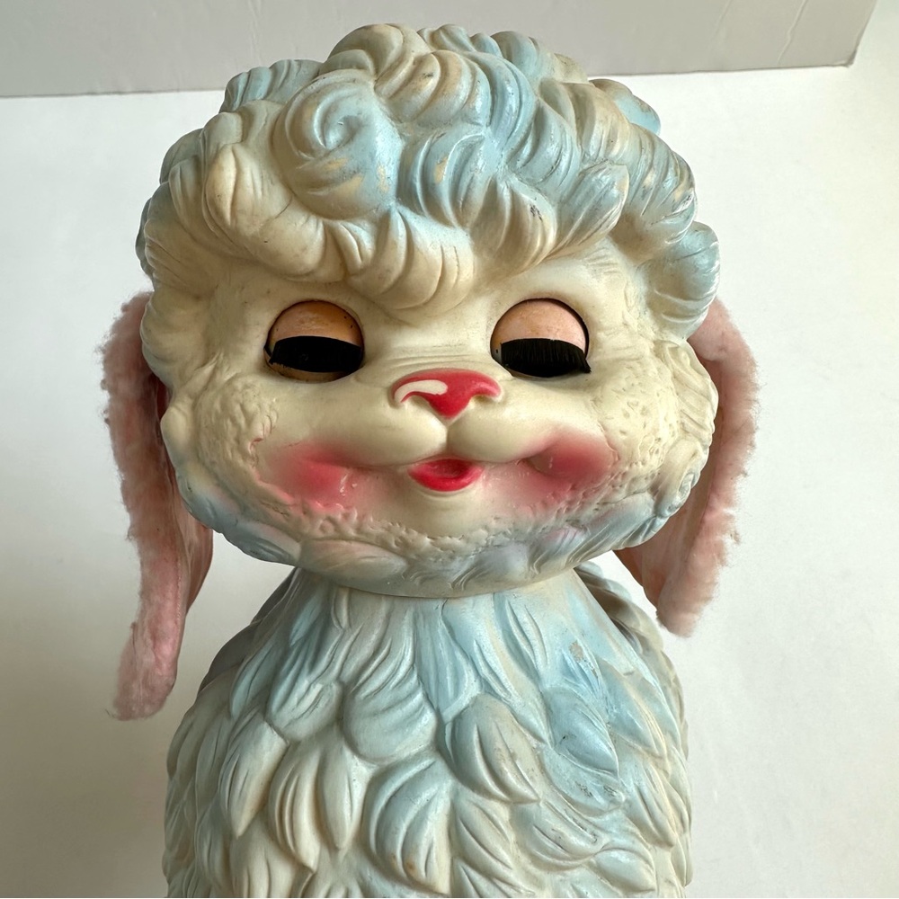 Vintage 1956 Edward Mobley Rubber Plastic Lamb Sleepy Eyes Soft Ears - Picture 10 of 13